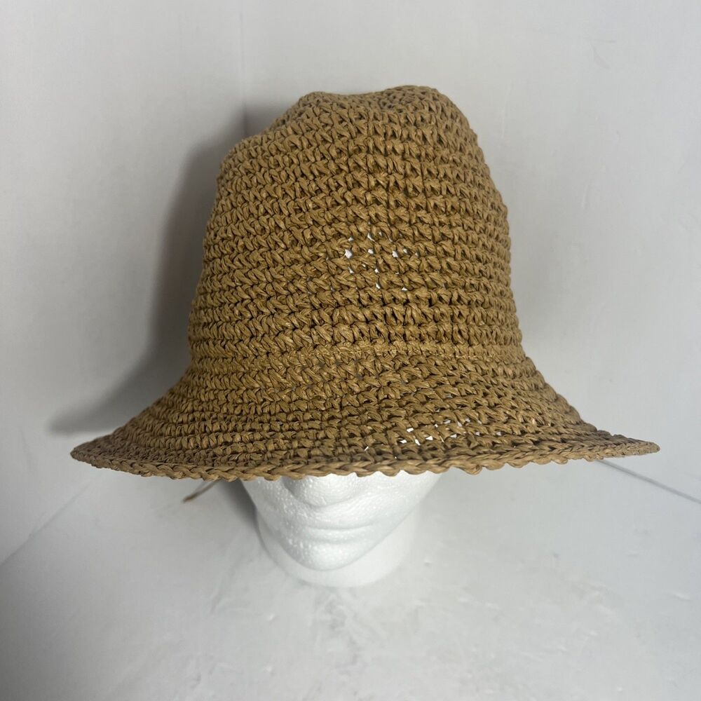 NWT Banana Republic Hand Crocheted Straw Bucket Hat One Size Tan Beige